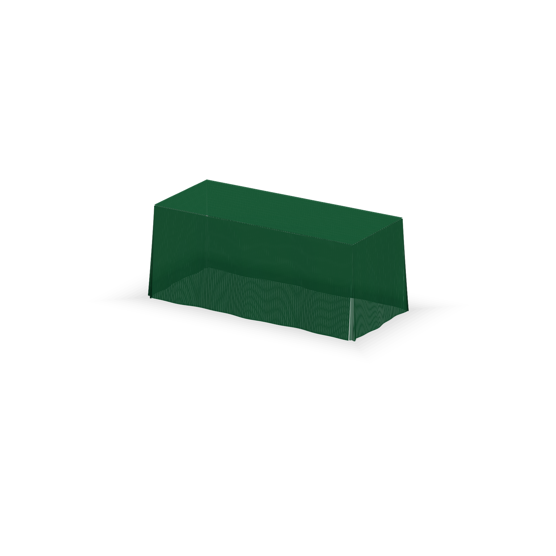 Solid color table throw, 6 ft, Green, rear three-quarter view