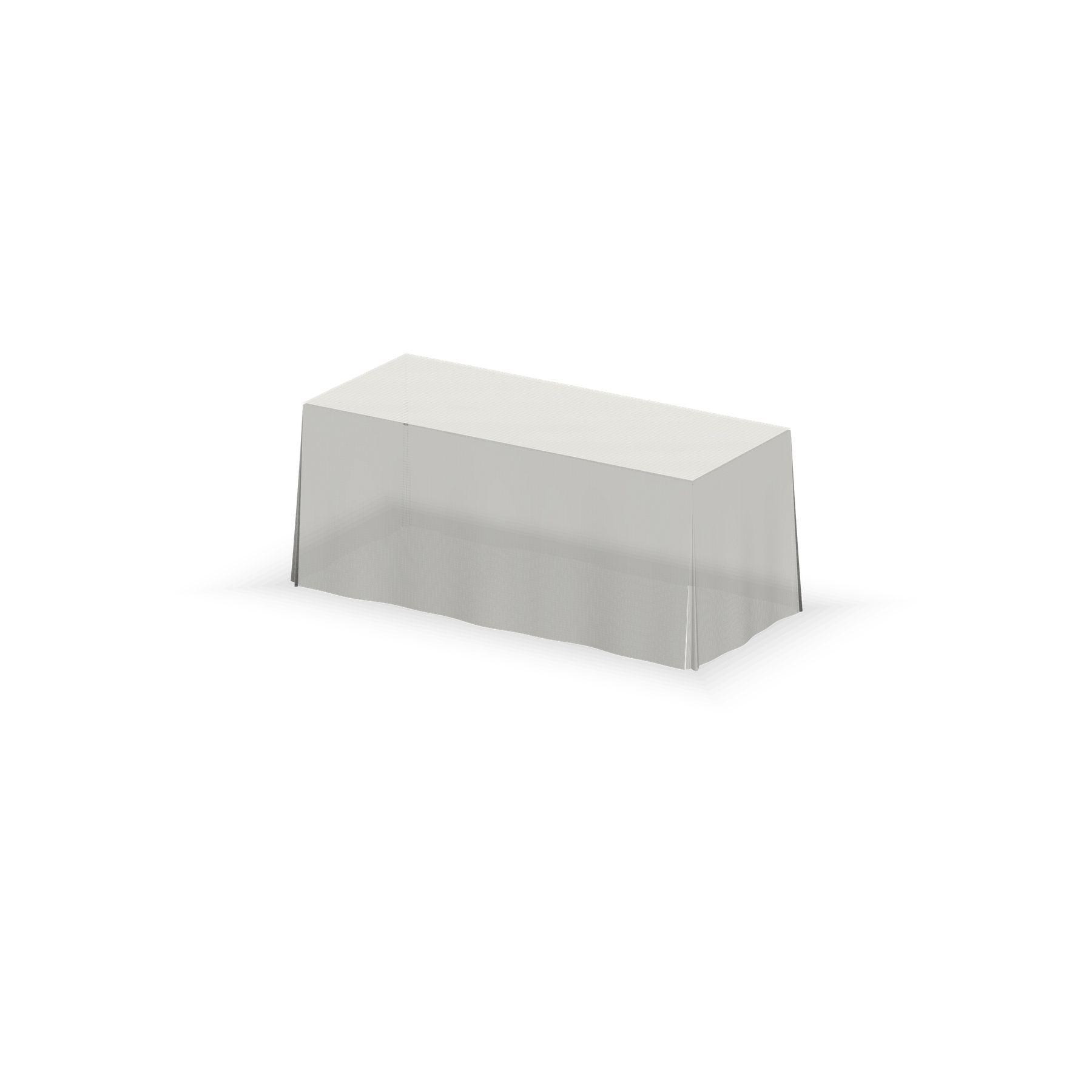 Solid color table throw, 6 ft, White, rear three-quarter view