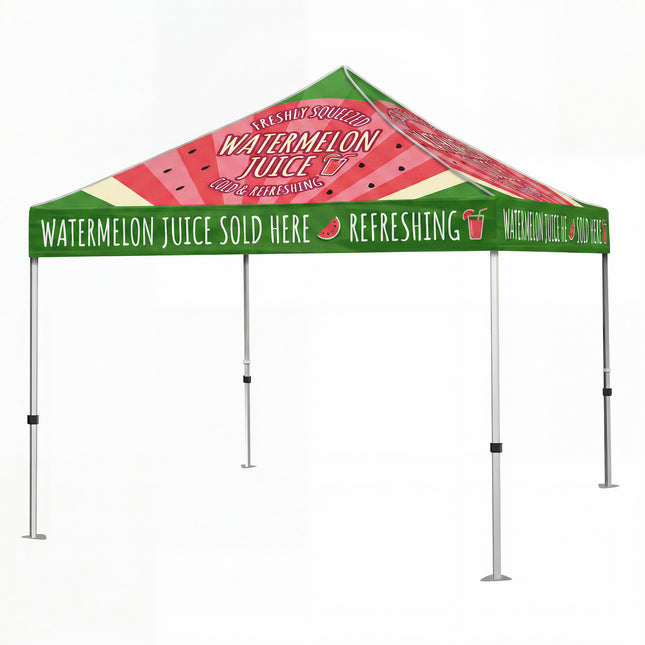 10x10 aluminum pop-up canopy tent with printed panels, ideal for events and outdoor displays by Varaprint.