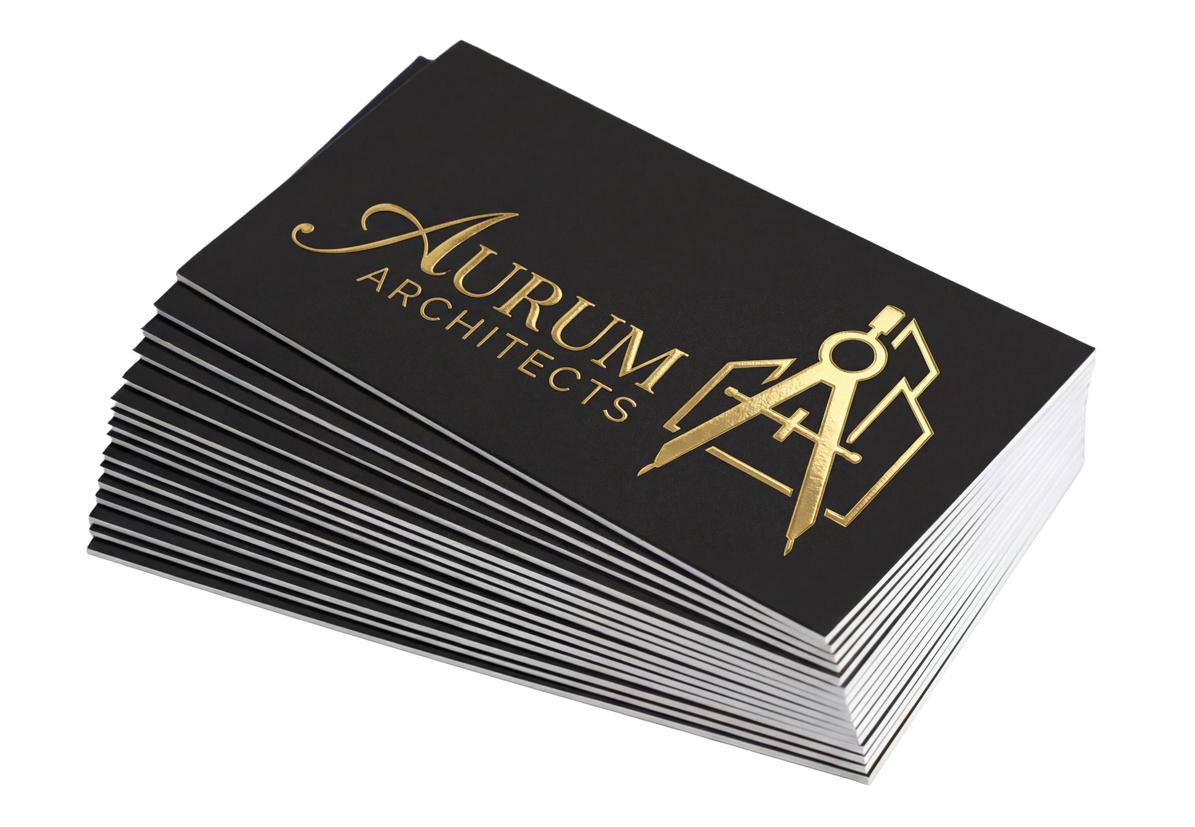 Raised foil business cards by Varaprint featuring gold foil, suede finish, and embossed details for a sophisticated professional look.