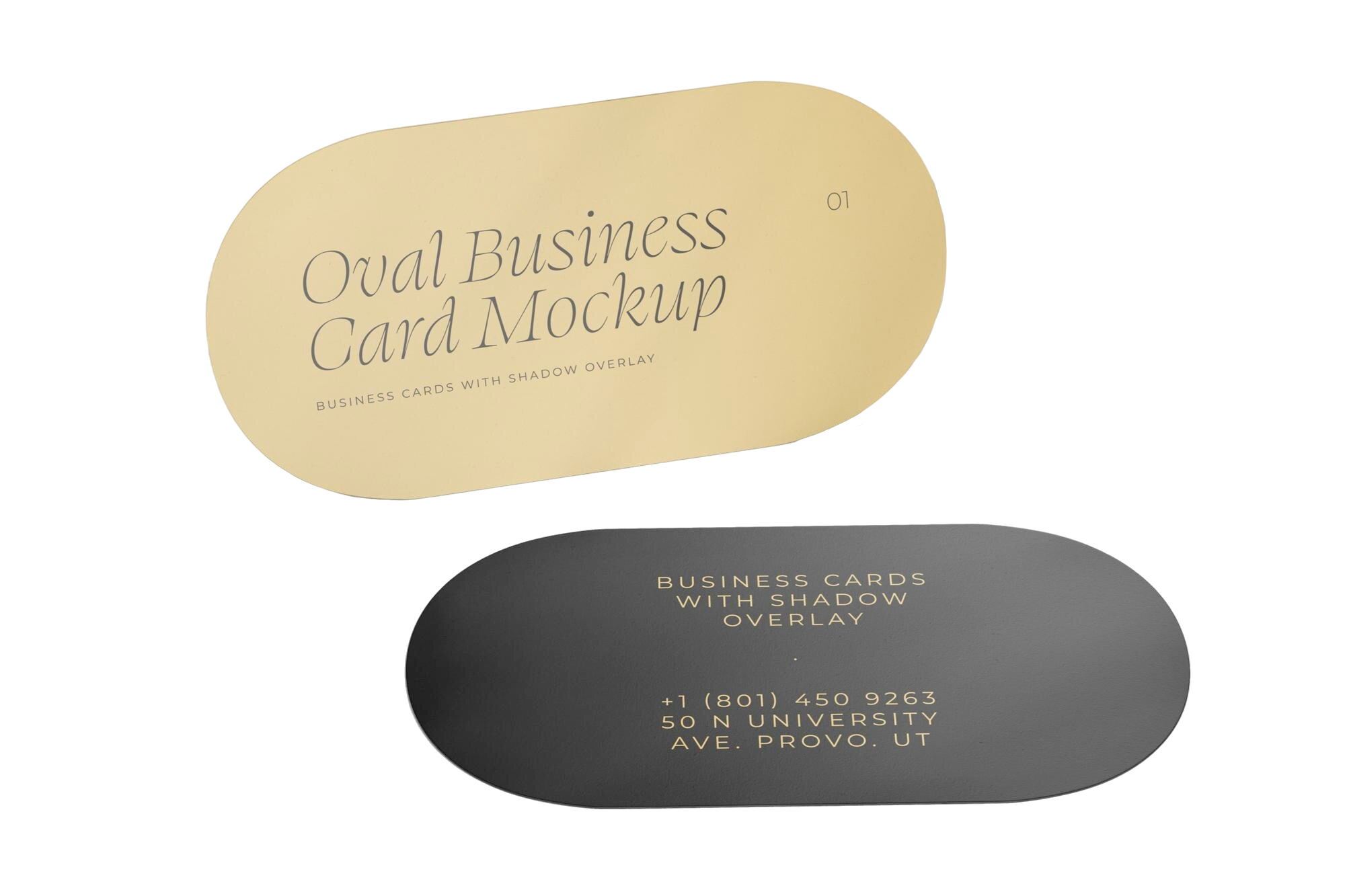 Oval business cards by Varaprint featuring a sleek, professional design on high-quality cardstock.