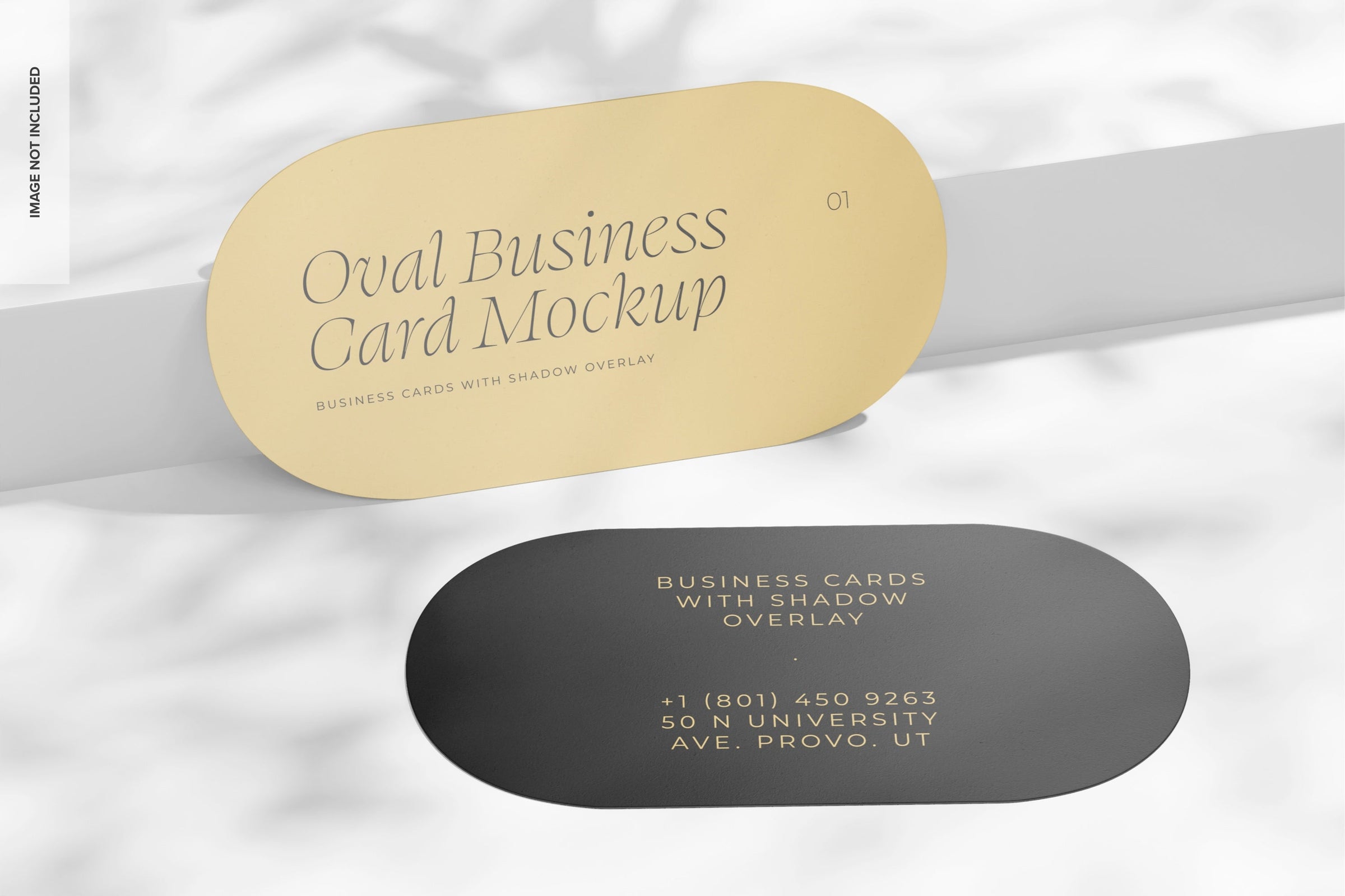 Set of 100 oval business cards from Varaprint featuring a sleek, professional design on high-quality cardstock.
