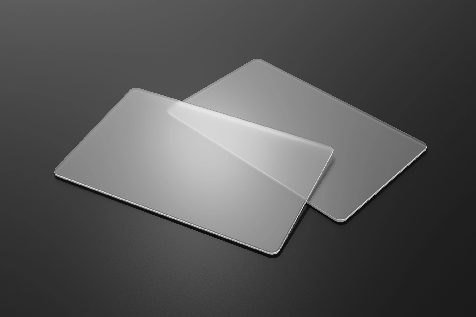 Set of 100 plastic business cards from Varaprint featuring sleek, durable design with customizable contact information.