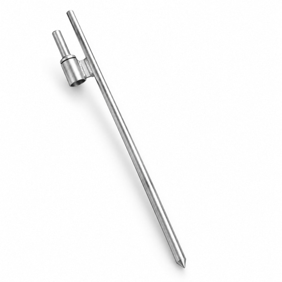 Silver pointed swivel ground stake for compatible feather flags — illustrative product image